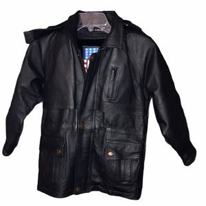 Lion Force Genuine Leather snap and zip full coat